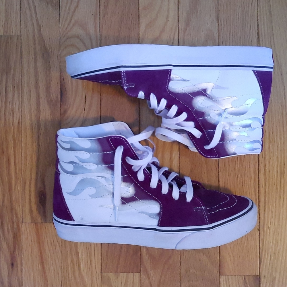 Vans Hightop maroon flame sneakers
